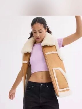 NWT COACH Reversible shearling and leather vest XS